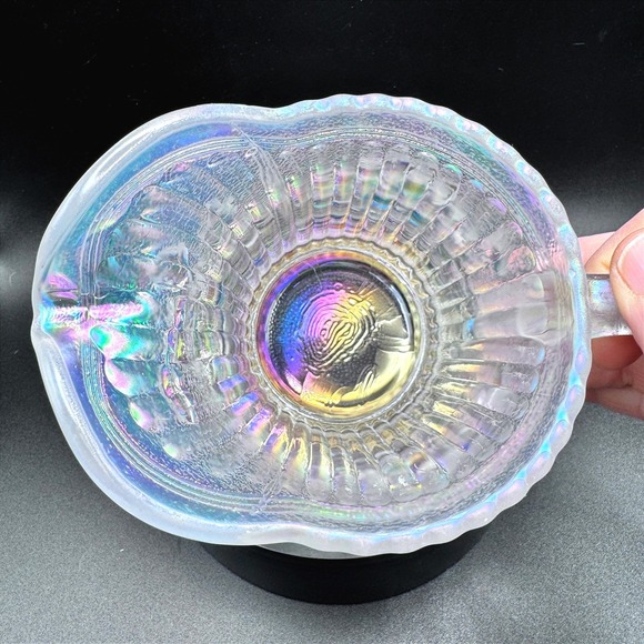 Imperial Glass Iridescent Rose Carnival Glass Creamer Pitcher Clear Opalescent - Picture 4 of 9